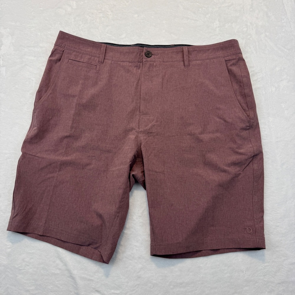 7 Diamonds Velocity Performance Shorts Mens 38 Burgundy Heather STS-1107 Golf